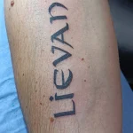 Un tatouage qui représente un lettrage.